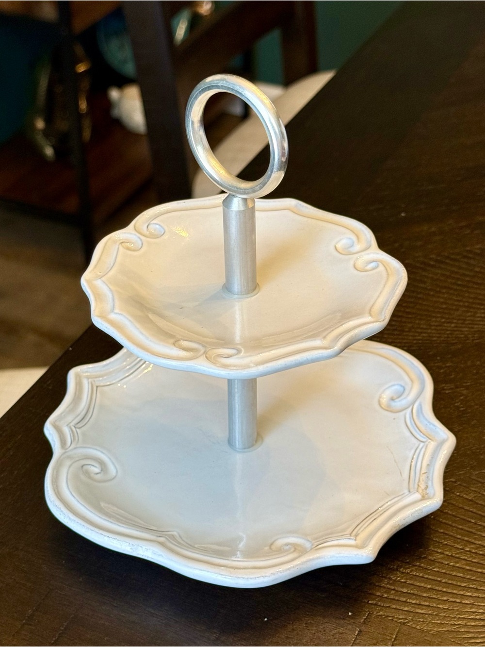 Authentic Vietri Incanto Baroque 2-Tier Macaroon Stand.  Handcrafted in Italy